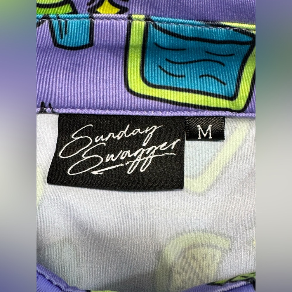 Sunday Swagger Golf Polo Tequila All Over Print Size Medium Stretch - Picture 5 of 8